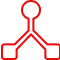 Red outlined three-branch icon