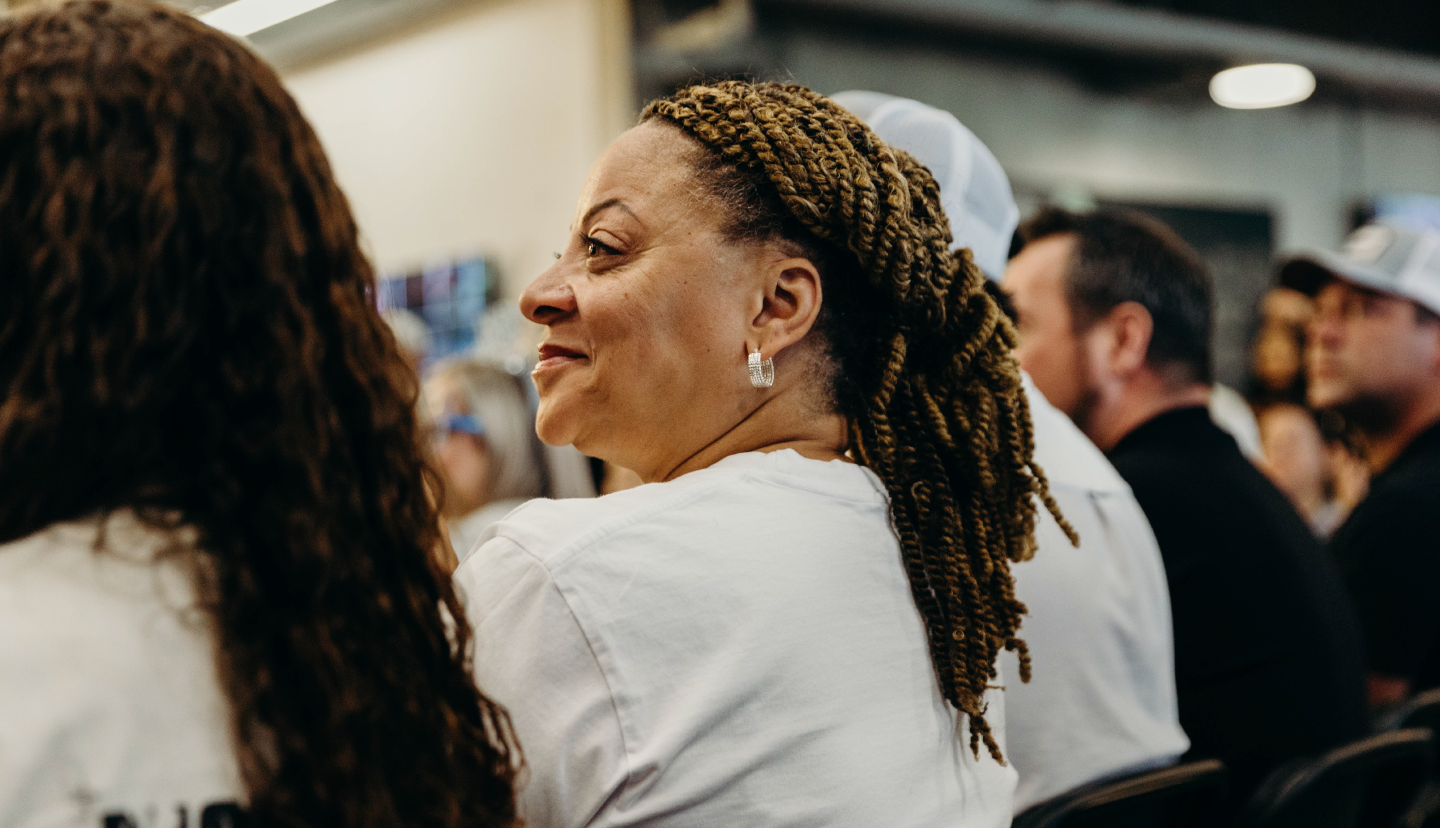 Two women smiling
