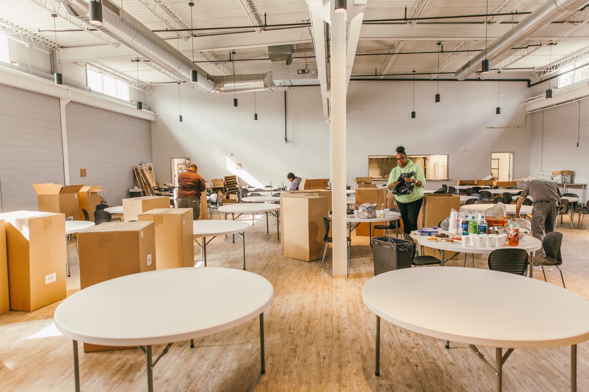 The Harvest Center's multipurpose room inside the Movement Center provides for meals, classes, worship services and other activities.