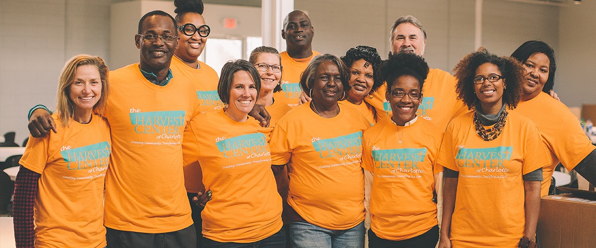 Group of people at harvest center