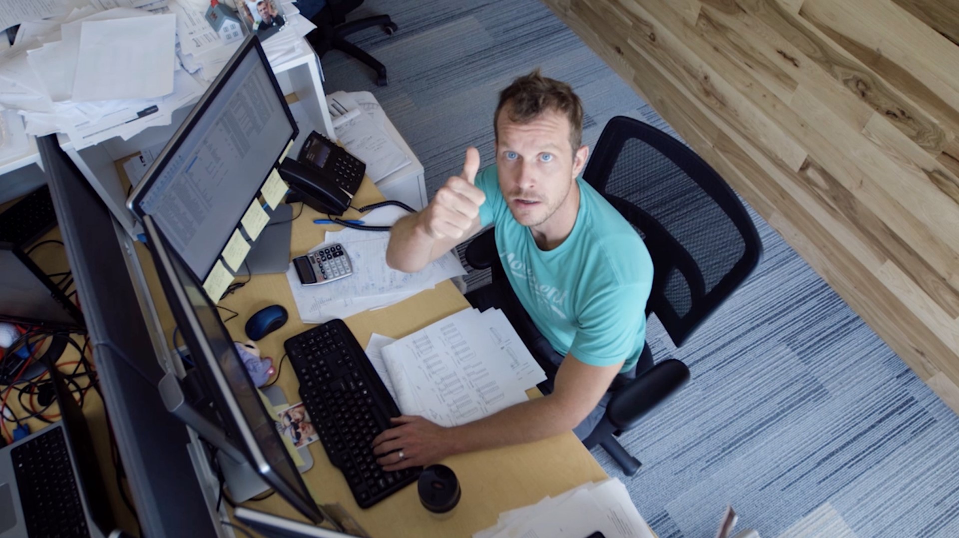 A person at a desk