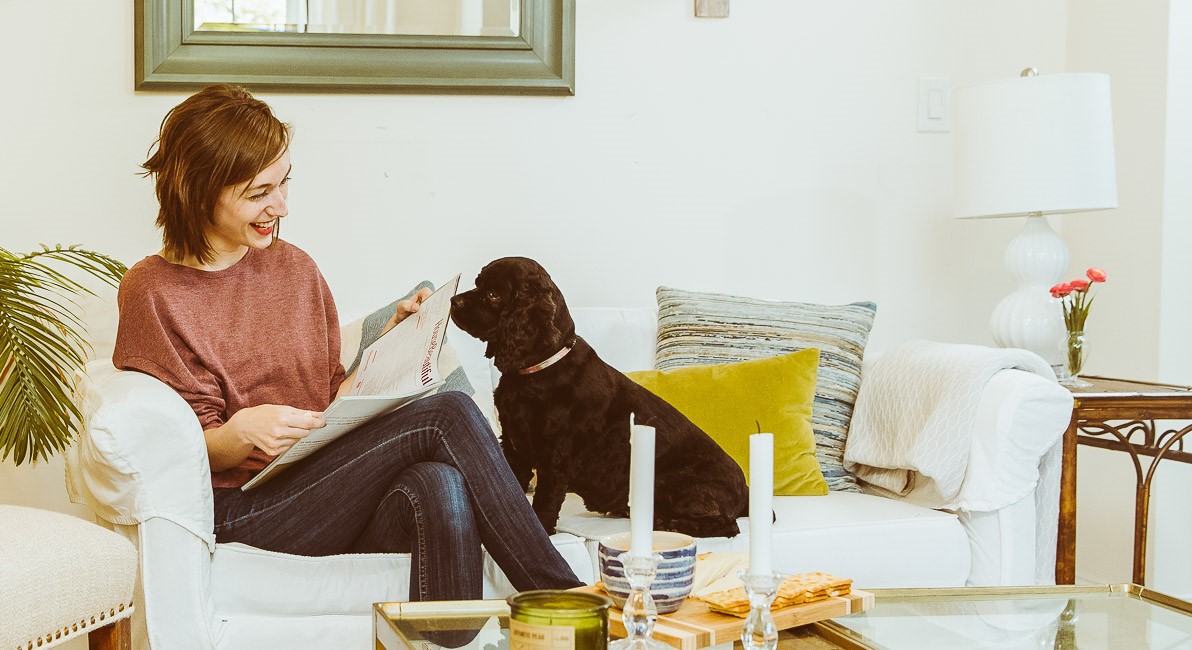 Closer view of women and her dog