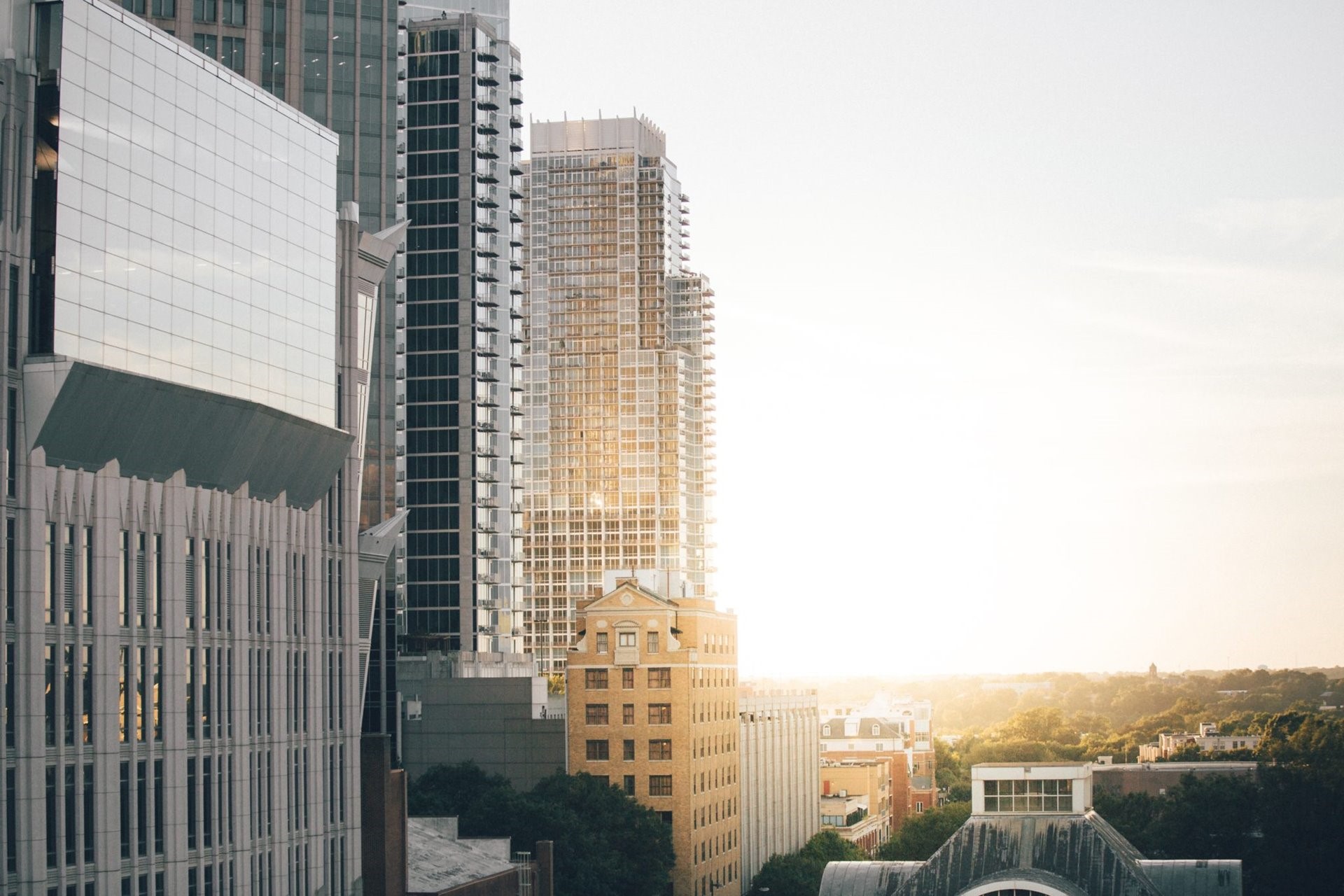 Side view of tall buildings