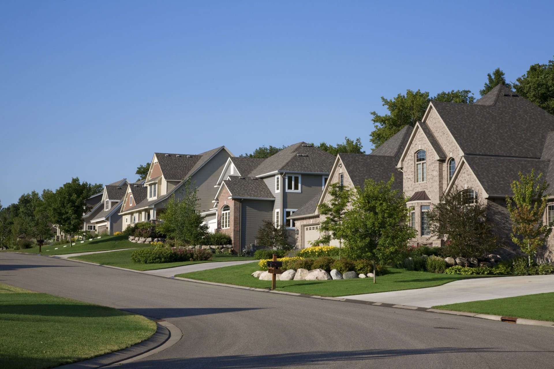 Upscale houses on suburban street