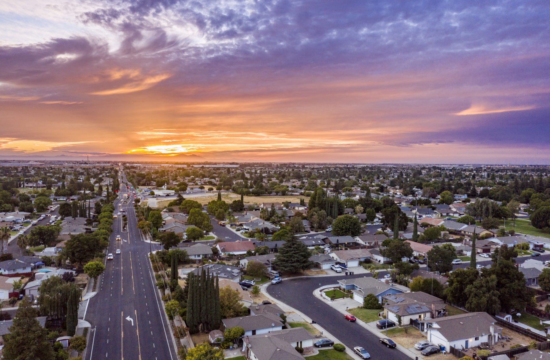 Aerial of Houses in California Suburbs