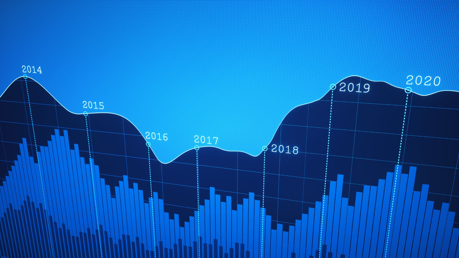 Simple Yearly Timeline Graph Report Blue