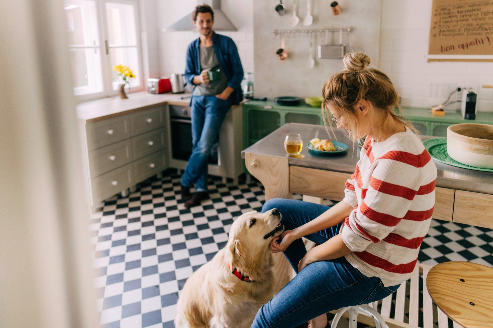 Morning in the kitchen with our dog