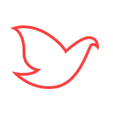 red outlined dove bird icon