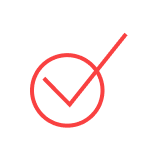 Red outlined check icon