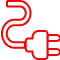 Red outlined electrical plug icon