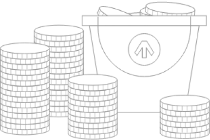 Coins in a bucket with Impact Logo