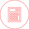 Red outlined calculator icon