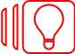 Red outlined light bulb icon