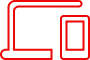 Red outlined phone in front of laptop icon